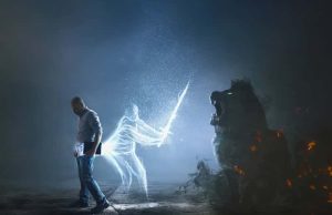 Προστασία Ψυχικής Επίθεσης από Αρνητικές Αστρικές Οντότητες Ενας άντρας με Βίβλο δέχεται επίθεση