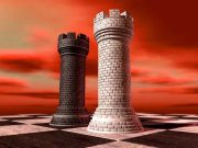 Ο Κυριότερος Εχθρός του Ανθρώπου λευκός και μαύρος πύργος από σκάκι ως ο Κυριότερος Εχθρός του Ανθρώπου