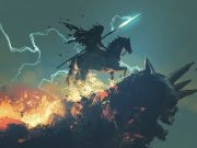 Η μυστική γενιά των δράκων καβαλάρης με το άλογό του πάνω σε δράκο