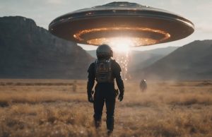 Η Φυλή Ντόγκον και η Επίσκεψη των Εξωγήινων από το Σείριο ιπτάμενος δίσκος και ο επιβάτης του στο έδαφος