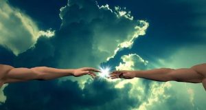 Ερμής Τρισμέγιστος: Ποιος δημιούργησε τον άνθρωπο της Γης δύο τεντωμένα χέρια συναντιούντα στα ακροδάκτυλα και πίσω σύννεφα