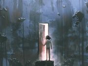 Κατά το Χειμερινό Ηλιοστάσιο Ανοίγουν οι Πύλες Παιδί στέκεται σε ένα σκοτεινό μέρος και ανοίγει μια πόρτα