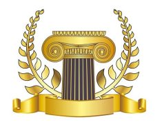 ΑΥΤΟΙ είναι οι 10 Νόμοι του Σόλωνα χρυσό δάφνινο στεφάνι γύρω από χρυσό κίονα