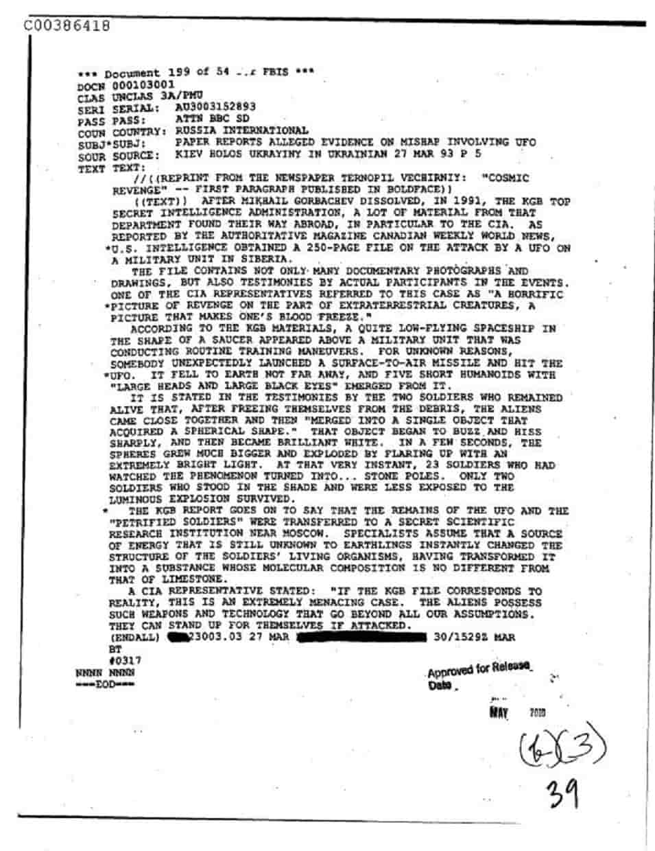 Έγγραφο CIA: Ρώσοι ΚΑΤΕΡΡΙΨΑΝ UFO αλλά ΑΥΤΟ ΠΟΥ ΣΥΝΕΒΗ ΜΕΤΑ ξεπερνάει την Φαντασία !!!