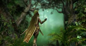 Οι Μαχητές του Φωτός και τα Σημάδια τους Ένας από του Μαχητές του Φωτός, στο δάσος, μα μανδύα, βέλη και τόξο.