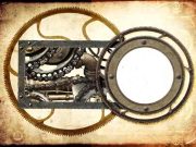 Ιστορικός Stanford: Αρχαίοι Έλληνες Προέβλεψαν Τεχνητή Νοημοσύνη και Αυτόνομα Τροχοφόρα Ρομπότ Vintage steampunk σκηνικό με στρογγυλό πλαίσιο