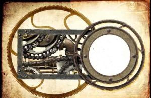 Ιστορικός Stanford: Αρχαίοι Έλληνες Προέβλεψαν Τεχνητή Νοημοσύνη και Αυτόνομα Τροχοφόρα Ρομπότ Vintage steampunk σκηνικό με στρογγυλό πλαίσιο