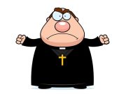 Ανέκδοτο. Ένας παπάς έβαλε 4 σκουλήκια σε 4 μπουκάλια παπάς θυμωμένος, γελοιογραφία