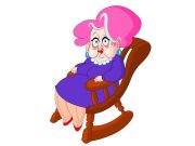 Ανέκδοτο. Ένα ζευγάρι πάει σε ένα ορεινό χωριό γελοιογραφία, γριά κυρία κάθεται σε μία κουνιστή πολυθρόνα