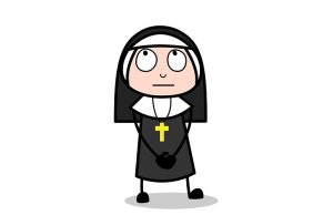 Ανέκδοτο. Ένας παπάς οδηγώντας προς την ενορία του, είδε στο δρόμο μία καλόγρια και σταμάτησε να την πάρει καλόγρια, γελοιογραφία