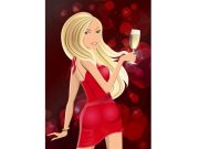 Ανέκδοτο: Πανέμορφες ξανθιές πίνουν σαμπάνιες σε μπαρ ξανθιά γυναίκα σε κόκκινο φόρεμα κρατάεισμπάνια