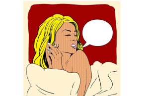 Ανέκδοτο: Η σύζυγος βρίσκει ένα ραβασάκι στην τσέπη του άντρας της Pop art εικόνα γυναίκα σε κρεβάτι