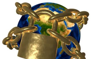 Η Γη ως πλανήτης φυλακή που δεν ξεφεύγουμε ποτέ Η Γη ως πλανήτης φυλακή, αλυσοδεμένη με λουκέτο