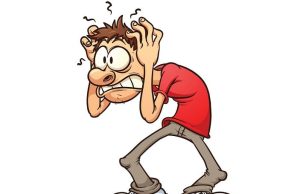 Ανέκδοτο: Δύο συνάδελφοι φτάνουν το πρωί μαζί στην δουλειά. Ο ένας έχει πονοκέφαλο καρικατούρα άντρα που τρελαίνεται γιατί έχει πονοκέφαλο.