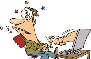 Ανέκδοτο: Ο Κώστας πονά στο δεξί χέρι όταν το κάνει πάνω κάτω Άντρας καρτούν δέχεται μπουνιά από υπολογιστή