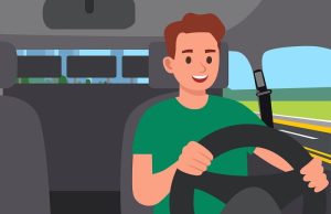 Ανέκδοτο: Η ξανθιά με την Ferrari στην παραλιακή και ο νταλικέρης που τα έχει πάρει στο κρανία μαζί της Ενας άντρας οδηγεί αυτοκίνητο. εσωτερικό του αυτοκινήτου