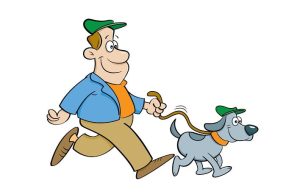 Ανέκδοτο: Άσε με ήσυχο κυρά μου, είμαι παντρεμένος Άνδρας καρτούν βγάζει βόλτα το σκύλο του