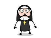 Ανέκδοτο. Ένας παπάς και μία καλόγρια χάνονται σε μία χιονοθύελλα γελοιογραφία καλόγριας με έκπληκτο πρόσωπο