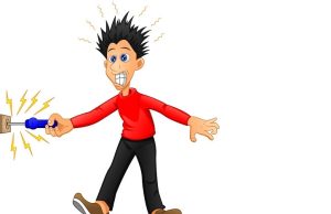 Ανέκδοτο: Μια γυναίκα παίρνει τηλέφωνο έναν Πόντιο ηλεκτρολόγο γελοιογραφία ηλεκτρολόγου που παθαίνει ηλεκτροσόκ