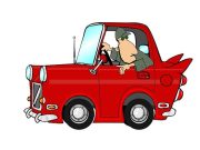 Καμμένο Ανέκδοτο: Καλέ κύριε, μπορείτε να κατεβείτε να με σπρώξετε; οδηγός σε κόκκινο αυτοκίνητο