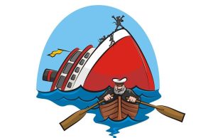 Ανέκδοτο: Ο δίκαιος καπετάνιος και δύο ξανθιές με τα μεγάλα ήθη καπετάνιος σε βάρκα απομακρύνεται από πλοίο που βυθίζεται