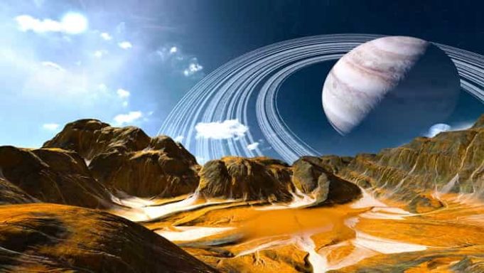 Εξωγήινη Ζωή στο Ηλιακό μας Σύστημα άγρια φύση και ο Κρόνος στη θέση της Σελήνης, για Εξωγήινη Ζωή στο Ηλιακό μας Σύστημα