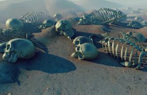 Σκελετοί Γιγάντων στην Ελλάδα Κρανία και σκελετοί ανθρώπων στο έδαφος