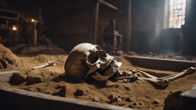 μισοθαμμένος σκελετός αρχαίου γίγαντα