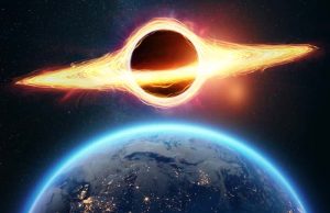 Ο Ήλιος Μπορεί να Φιλοξενεί μία Μαύρη Τρύπα Μια μαύρη τρύπα με δίσκο συμπύκνωσης στο φόντο της γης